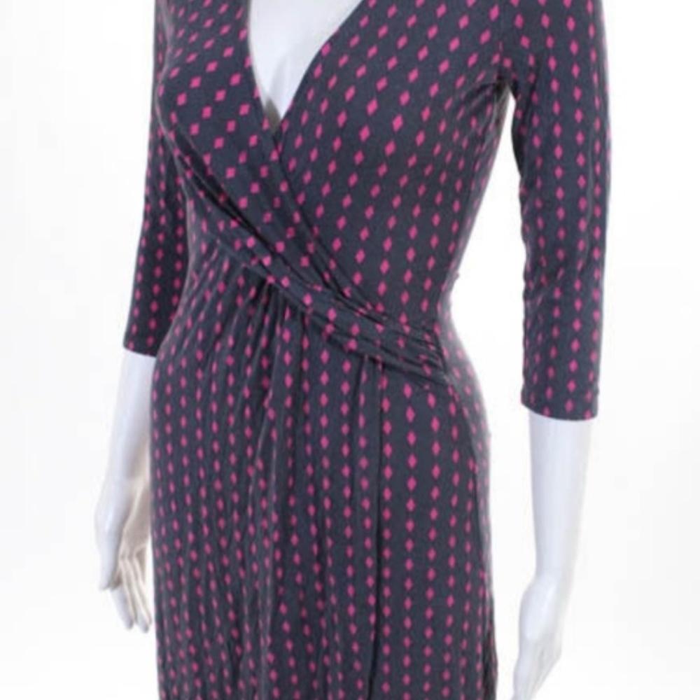 Escada Sport Grey Pink Geometric Print V-Neck 3/4